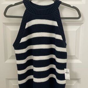 Old Navy Navy and White Striped Halter Top